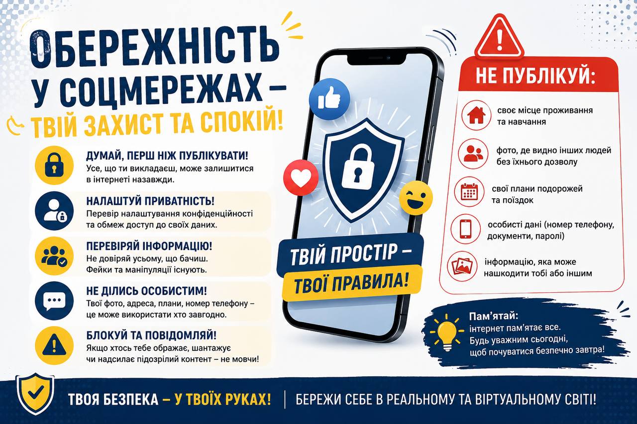обережність у соцмережах - твій захист та спокій!
